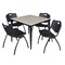 Regency Kahlo Square Table & Chair Sets, 36 W, 36 L, 29 H, Wood, Metal, Plastic Top, Maple TPL3636PLBK47BK - alternate 1